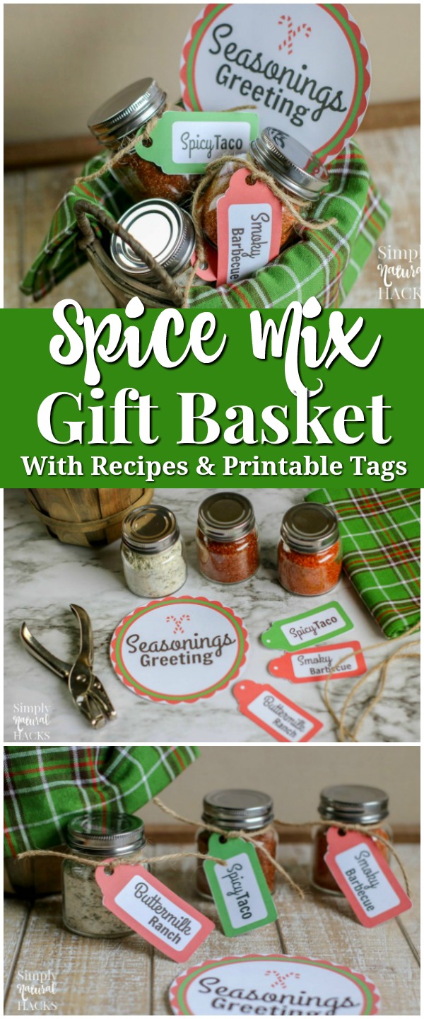Homemade Spice Mix Gift Basket with Printable Gift Tags