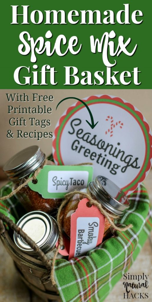 Homemade Spice Mix Gift Basket with Printable Gift Tags