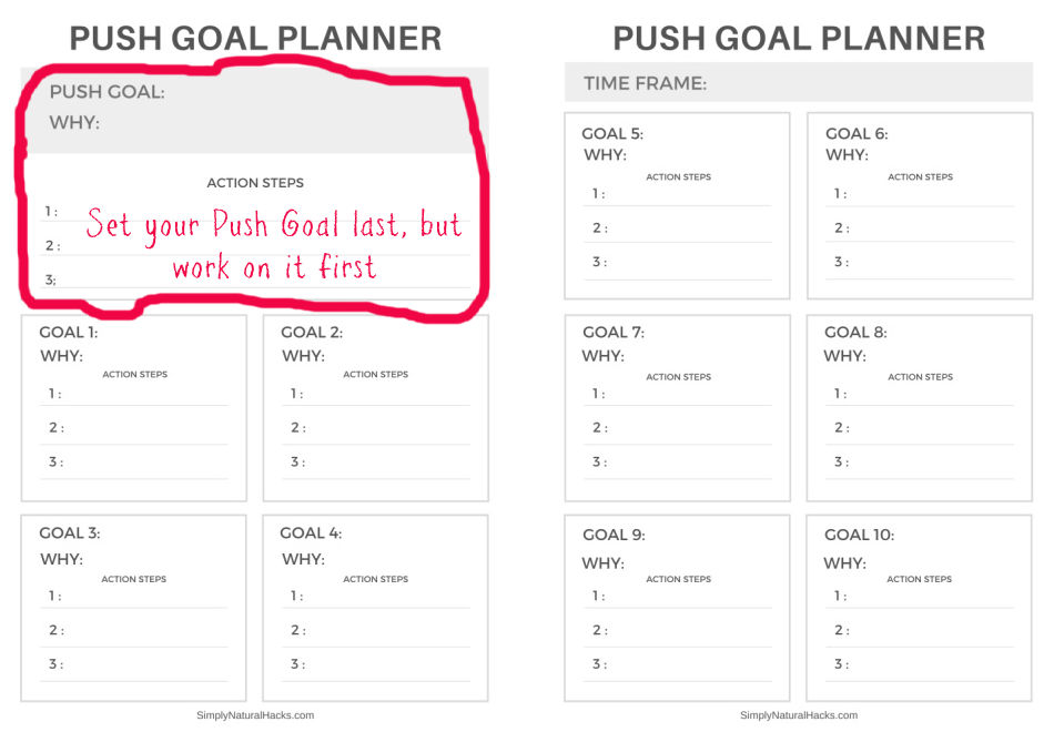 printable push goal planner